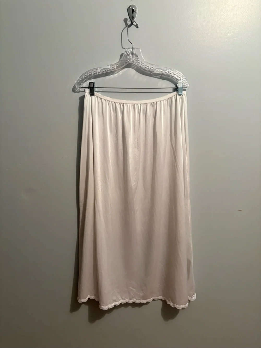 Vintage Shadow Line Women's White Elastic-Waist Skirt Slip Lace Midi 2X Plus - Picture 9 of 16